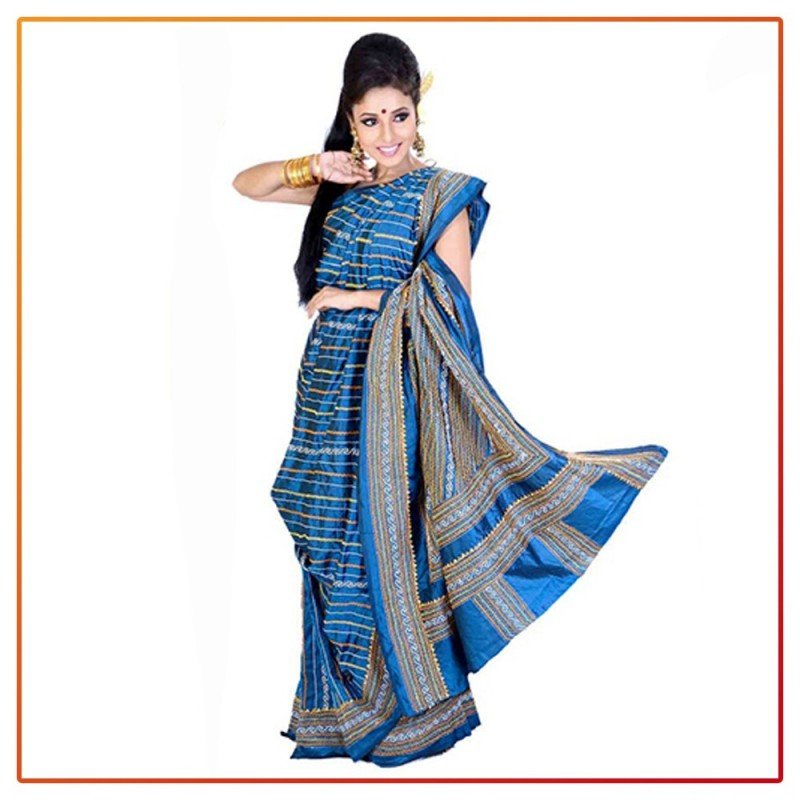 Parbani Women Elegant Royal Blue Color Kantha Stich Pure Bangalore Sil –  PARBANI